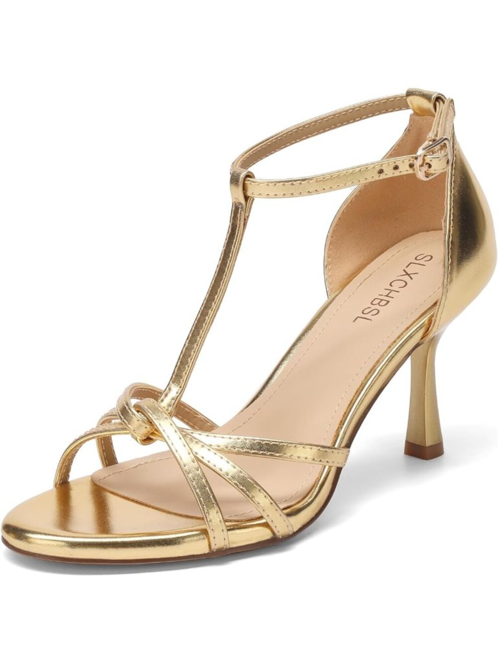 Chic T-Strap Kitten Heel Sandals for Women - Round Open Toe, 3 Inch Height